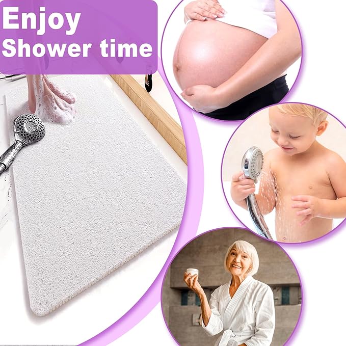 Shower Mats Non Slip for Elderly, 24x32’Lager Loofah Bath Mats for Shower, Non-Slip Bath Mat for Elderly-Wihte