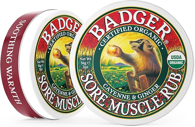 BADGER Organic Sore Muscle Rub Tin, 2 OZ