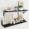 Dreamland Deep Floating Shelves for Wall, 30W x 8D Wall Shelves, Set of 2, 30 inch Floating Shelf with Sturdy Metal Brackets for Living Room, Bathroom, Bedroom and Kitchen, Black