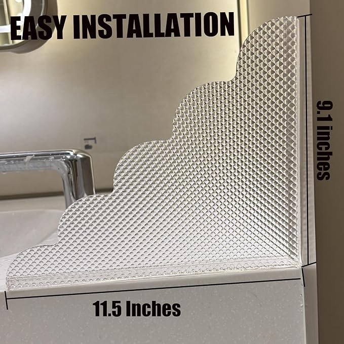 2PCS Shower Splash Guard for Bathtub Corner, 9.1 x 11.5 inches, Adhesive Water Guard for Bathroom Tubs and Sinks/Bathroom Gift/Accessories