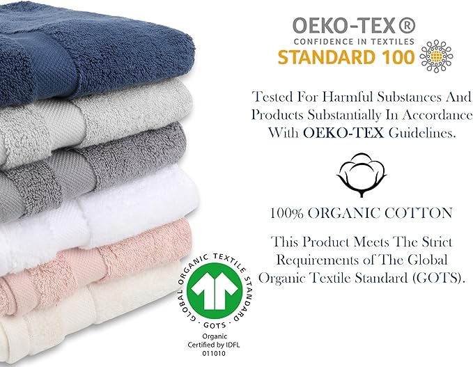 Delara Organic Cotton Luxuriously Plush Bath Towel 33 Piece Set|GOTS & Oeko-TEX Certified|Premium Hotel Quality Towels|Feather Touch Technology|650 GSM Long Staple|Soft, Quick Dry & Ultra-Absorbent