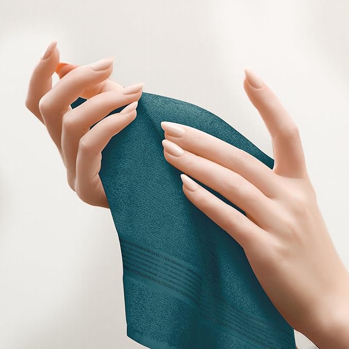 Belizzi Home Ultra Soft Cotton 6 -Piece Hand Towel Set 16x24, Ideal for use in Bathroom, Kitchen, Gym, Spa - Compact, Eco-Friendly, Lightweight - Multi Purpose Hand Towels - Teal