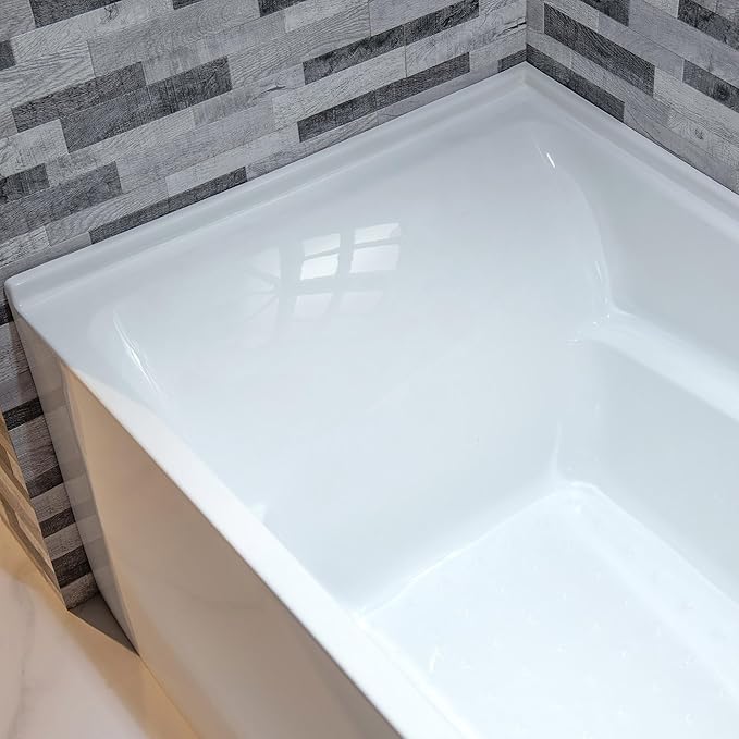 WOODBRIDGE 60" Acrylic Rectangular Alcove Soaking Bathtub in White with Right Drain, Oil Rubbed Bronze pop-UP Drain Included BA6030R