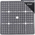 ENKOSI Square Shower Mat 27x27 inch - Large Anti Slip Shower Floor Mat - Non Slip Bathroom Shower Stall Mats with Strong Secure Suction Cups and Drain Holes in Middle (Charcoal 27x27)