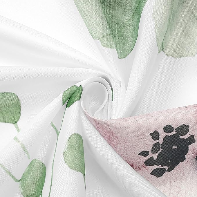 Gibelle Small Stall Shower Curtain 36 x 72, Narrow Half Watercolor Floral Fabric Shower Curtain, Sage Green Beige Flower Decorative Bathroom Shower Curtain Set