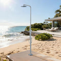 RBROHANT Freestanding Outdoor Shower, 316 Marine Grade Stainless Steel Beach Shower, Free Standing Hot and Cold Water Pool Shower with 10’’ Rain Shower Head and Handheld, Brushed Nickel, Floor Mounted