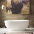 WOODBRIDGE 55 in. x 30.75 in. Stone Resin Luxury Contemporary Solid Surface Freestanding Bathtub in Matte White