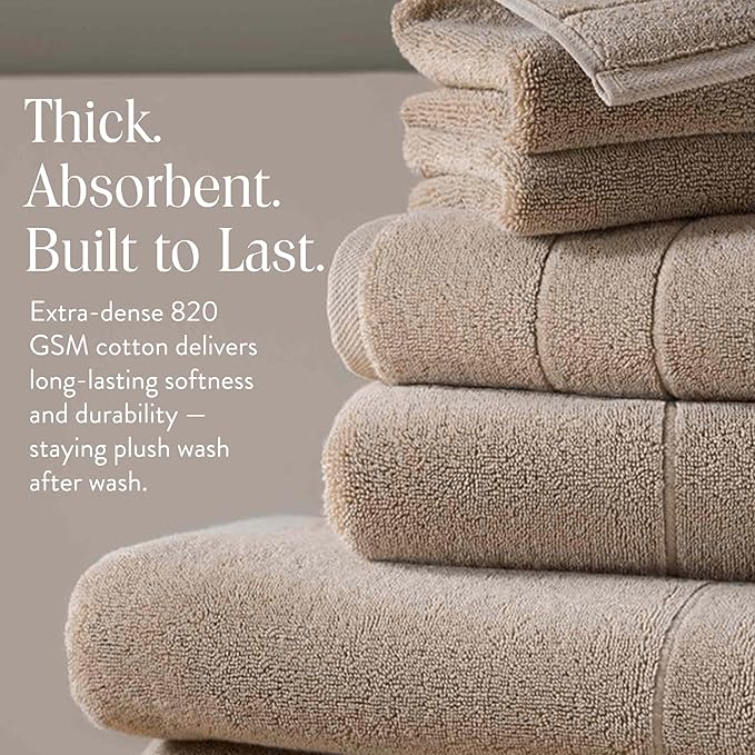 Brooklinen Super-Plush Bath Towel and Hand Towel Set - 2 Bath Towels, 2 Hand Towels - Cotton, Highly Absorbent (Driftwood)