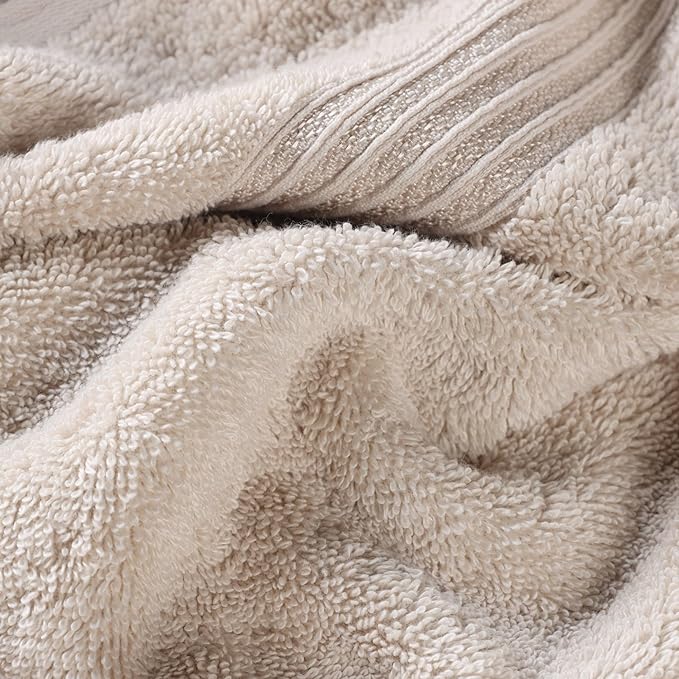 Superior Egyptian Cotton Bath Towel Set, Towels for Home Bathroom, Master, Guest Bath, Decor Essentials, Quick Dry, Absorbent, Large Body Towels, Spa, Hotel, Resort, Adult, Kids, Set of 4, Stone