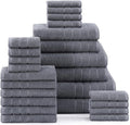 Casa Platino 100% Cotton Bath Towel Set – 24 Pc Set with Ring Spun Terry, Ultra Soft & Absorbent, Everyday Use Towels, Gentle on Skin, Maintains Texture After Wash – Cool Grey