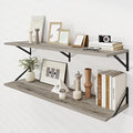 Dreamland Floating Shelves for Wall, 12 Inch Deep Floating Shelves Set of 2, 48W x 12D Large Wall Shelf with Sturdy Metal Brackets for Living Room, Bathroom, Bedroom and Kitchen, Grey