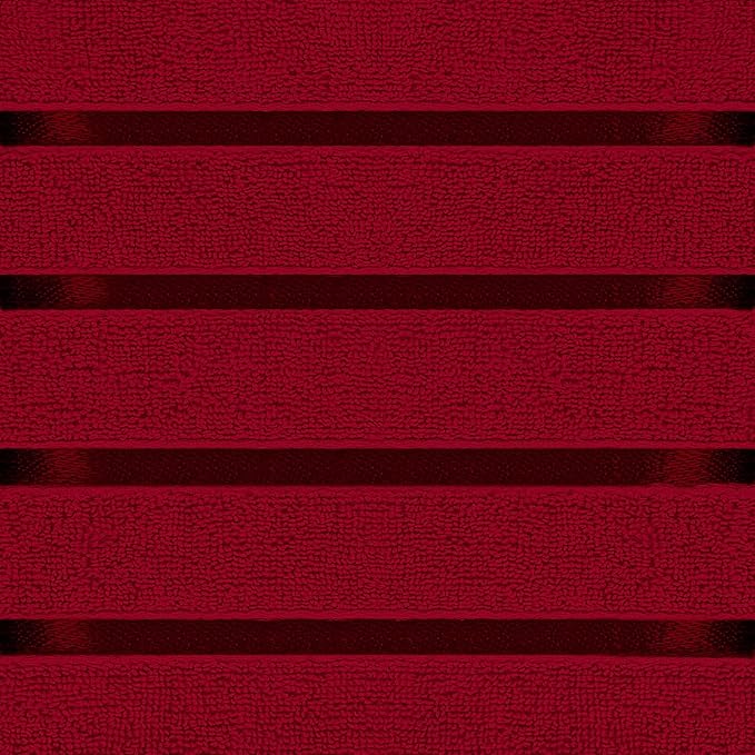 Utopia Towels 8-Piece Luxury Towel Set, 2 Bath Towels, 2 Hand Towels, and 4 Wash Cloths, 600 GSM Ring Spun Cotton Highly Absorbent Viscose Stripe Towels Ideal for Everyday use (Red)