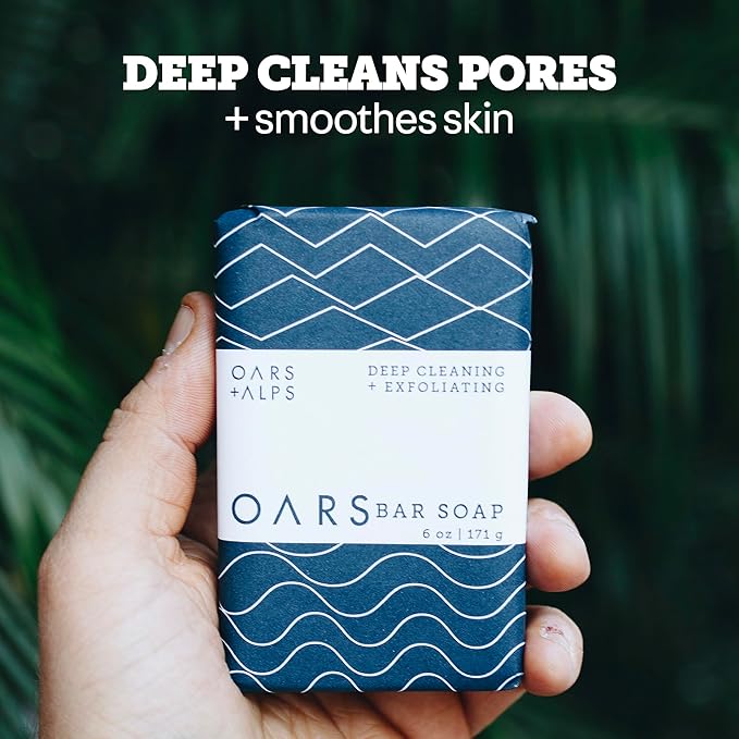 Oars + Alps Blue Charcoal Exfoliating Men's Bar Soap, Charcoal Bar Soap for Men Made with Clean Ingredients, No Harsh Chemicals, Travel Size, 6pk