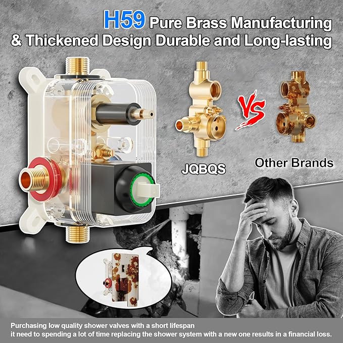 Shower System Modern Rain 8 inches Brass Faucet Set With Valve and Diverter Shower Mixer With Handheld High Pressure Square Rainfall Shower Valve (8'' Wall Mount, Matte Black)