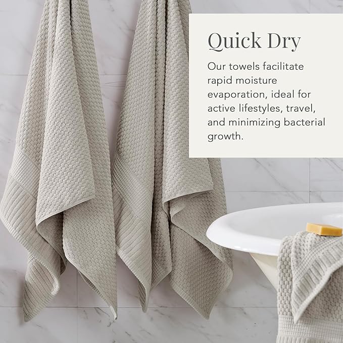 NY Loft 100% Cotton 6 Piece Bath Towel Set | Grey Towels | Oeko-TEX® Standard 100 | Soft & Absorbent, Quick-Dry | 2 Bath Towels 2 Hand Towels and 2 Washcloths | Trinity Collection - Quiet Grey