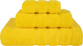 American Soft Linen Premium 3 Piece Towel Set, 1 Bath Towel 1 Hand Towel 1 Washcloth, 600 GSM 100% Cotton Turkish Towels for Bathroom, Yellow Towel Set
