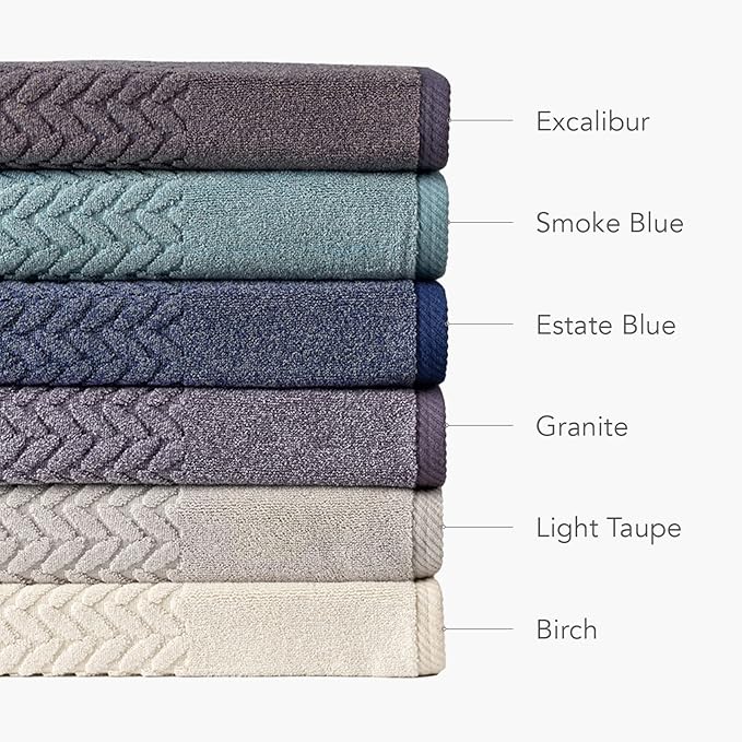 Texere 100% Organic Cotton Jacquard 650 GSM Premium Bath Towel Sets - Extra Absorbent Quick Dry and Plush (Cable, Birch, 4 Bath Towels)