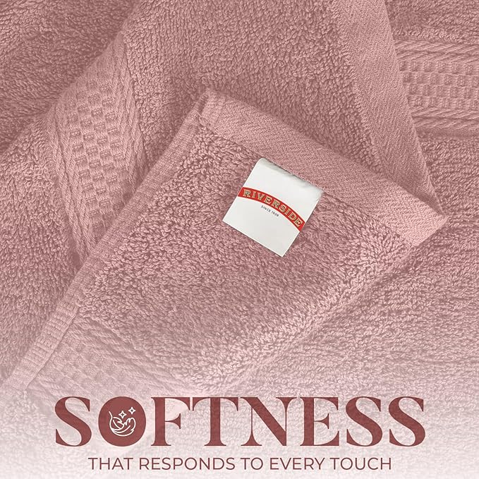 RIVERSIDE 100% Ring Spun Cotton Large Bath Towels Set of 4, 27 x 54 – Quick Dry, Soft & Highly Absorbent Towels for Shower & Bathroom – Luxury 600 GSM Towels for Home, Spa, Gym, Hotel, Dusty Rose