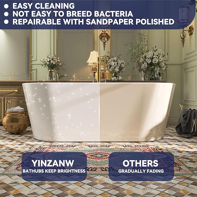 59" Acrylic Free Standing Tub, Stand Alone Tub, Freestanding Bathtub, Soaking Bathtub, cUPC Certified, SW(Glossy White)