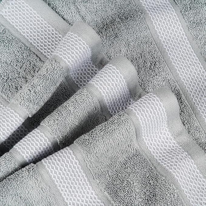 CASA COPENHAGEN Solitaire Mix 6 Pieces Towel Set- Grey Violet + Pink, 600 GSM 2Bath Towel 2Hand Towel 2Washcloth, Designed in Denmark Made of Soft Egyptian Cotton for Bathroom, Kitchen & Shower