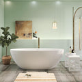 67" Premium Solid Surface Freestanding Bathtubs, Upgraded Matte White Modern Design Stand Alone Stone Resin Tub with Overflow and Pop-up Drain