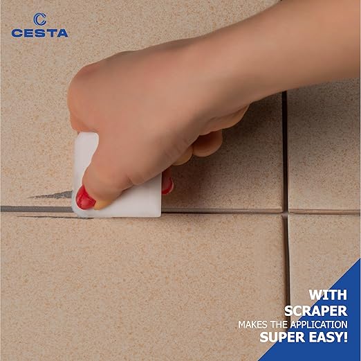 CESTA Tile Grout Repair Kit Squeeze Tube, Fast Drying, Waterproof Tile Grout Paint to Restore & Renew Tile Joints Line for Bathroom, Kitchen, Shower & Floor Tile (Grey, 8.8 oz)