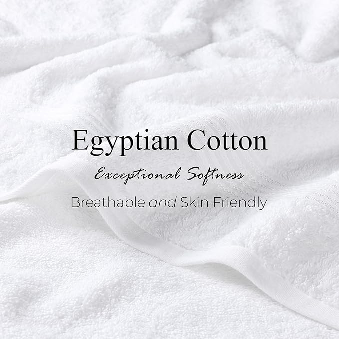 Superior Egyptian Cotton 10-Piece Face Towel Set , Small Towels For Facial, Spa, Quick Dry, Absorbent Towels, Bathroom Accessories, Guest Bath, Home Essentials, Washcloth, Airbnb, White