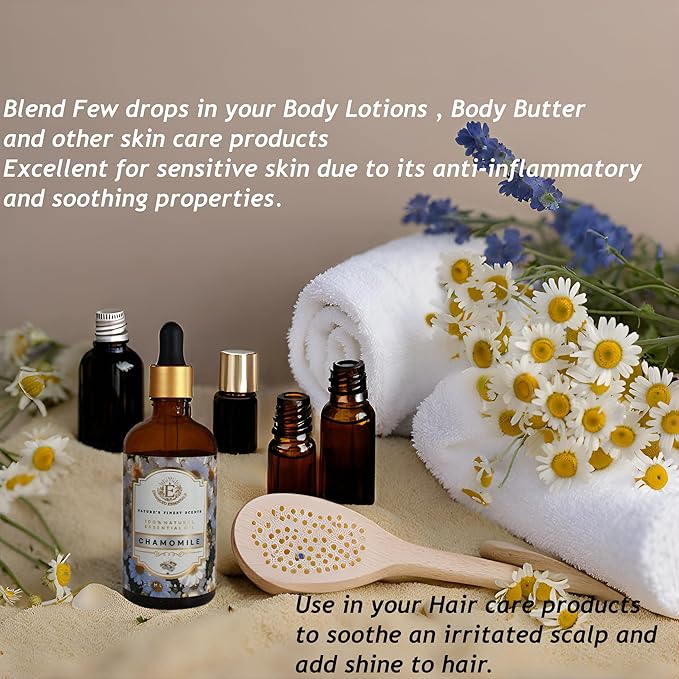 Luxurious Chamomile Essential Oil by Enhanced Essentials|Pure & Slow Distilled|for Diffusers,Skin Care, Aromatherapy, Bath,Massage,Perfume,Gifting,Soap & Candle Making|with Glass Dropper|3.38 fl oz