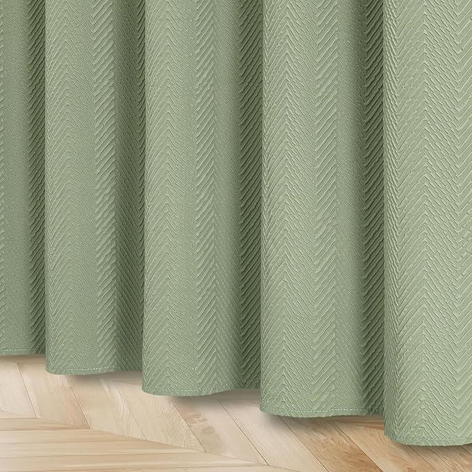 Gibelle Sage Green Shower Curtain for Bathroom, 3D Embossed Textured Fabric Shower Curtain, Modern Farmhouse Chic Soft Cloth Shower Curtain Set with Hooks, 72x72