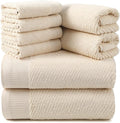 REDKISS Luxury Bath Towel Set of 8, 100% Cotton Bathroom Towels Set with 2 Bath Towels, 2 Hand Towels, 4 Washcloths, Ultra Soft Highly Absorbent Towels for Bathroom, Gym, Hotel, Spa, Brown