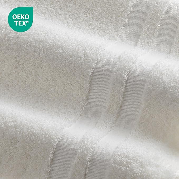 Premium 6 Piece Towel Set, 2 Bath Towel, 2 Hand Towels, 2 Washcloths, 100% Turkish Cotton Soft Absorbent Towels (Cream White, 6 Piece Towel Set)