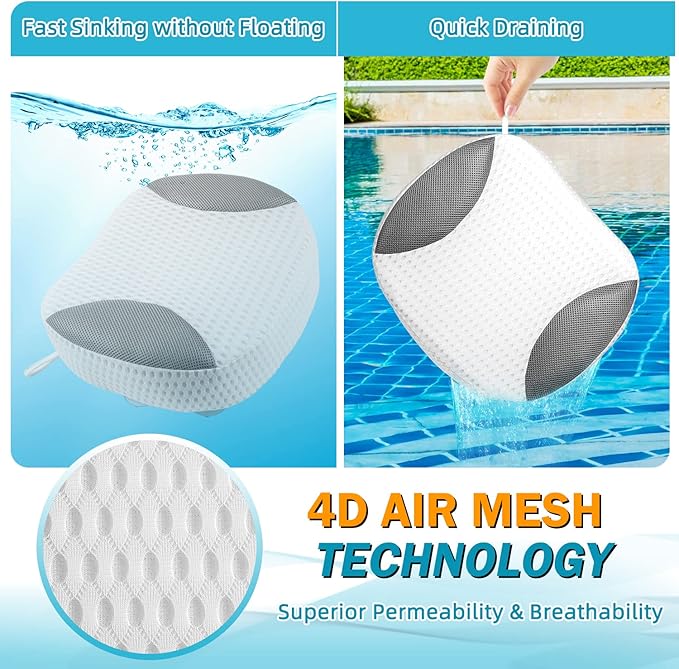 Hot Tub Booster Seat for Adults, 5D Air Mesh Hot Tub Cushion with Strong Non-Slip Suction Cups, Ergonomic Hot Tub Seats, Quick Dry Hot Tub Accessories for Adults Indoor Outdoor, No Zipper Design