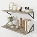 Dreamland Floating Shelves for Wall, 12 Inch Deep Floating Shelves Set of 2, 30W x 12D Large Wall Shelf with Sturdy Metal Brackets for Living Room, Bathroom, Bedroom and Kitchen, Grey