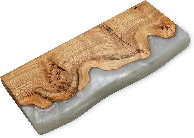 RWA Live Edge Floating Shelf – Unique Wood Floating Shelf for Wall Decor, Living Room, Bedroom, or Bathroom – Stylish Decorative Wall Shelves for Home & Office (Platinum, 16x6)