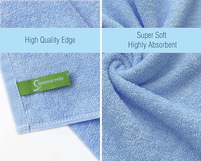 Washcloths 12 Pack 13"x13"- Extra Absorbent, Soft Multipurpose Wash Clothes and Face Towel (Blue)