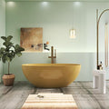 61" Premium Solid Surface Freestanding BathTubs, Upgraded Camel Design Stand Alone Tub with Overflow and Pop-up Drain