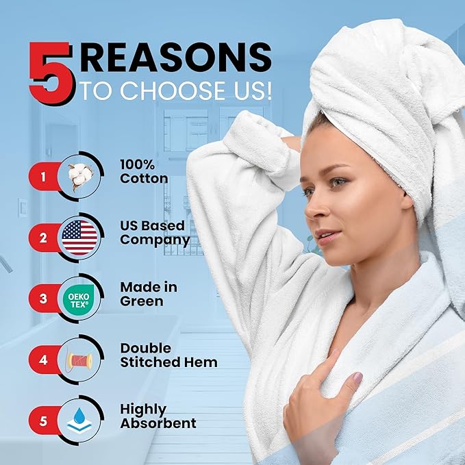 Infinitee Xclusives Luxury 100% Cotton Towel Set – 8 Piece Bathroom Towel Set (2 Bath Towels, 2 Hand Towels, 4 Washcloths) – Soft & Absorbent Towels for Bathroom (Serene Teal)