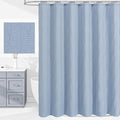 Gibelle Fog Blue Shower Curtain for Bathroom, 3D Embossed Textured Fabric Shower Curtain, Modern Farmhouse Chic Soft Cloth Shower Curtain Set with Hooks, 72x72