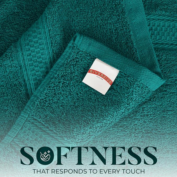 RIVERSIDE 100% Ring Spun Cotton Large Bath Towels Set of 4, 27 x 54 Inches – Quick Dry, Soft & Highly Absorbent Towels for Shower & Bathroom – Luxury 600 GSM Towels for Home, Spa, Gym, Hotel, Teal