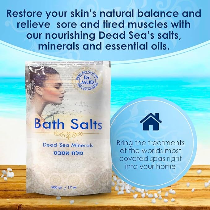 Natural Dead Sea Salt 100% Mineral-Rich Bath Soak, More Minerals Than Epsom Salt, Deep Relaxation, Detox, Exfoliates & Softens Skin, Helps Psoriasis, Eczema (10.5 oz, Rose)