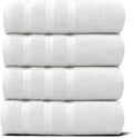 Hearth & Harbor Luxury Hand Towels - 100% Ring Spun Cotton Hand Towels for Bathroom, Shower, Spa, Soft & Absorbent Towels, 4 Piece Set, White
