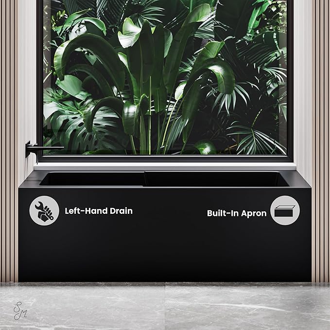 Voltaire 54 in. x 30 in. Acrylic Matte Black, Alcove, Integral, Left-Hand Drain, Apron Bathtub