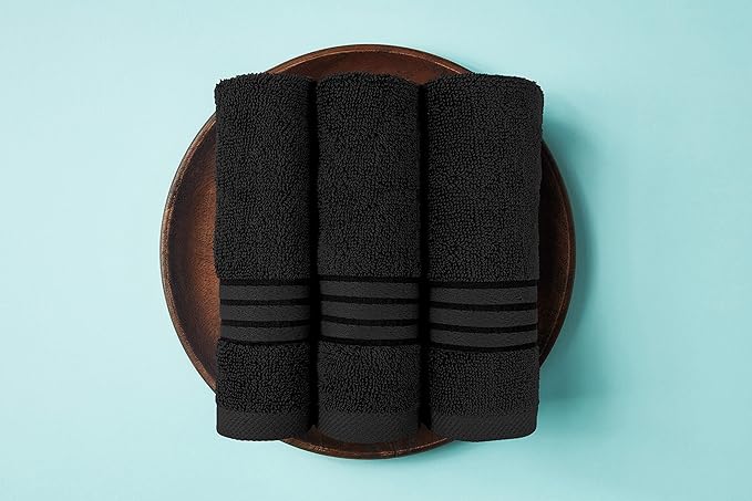 Utopia Towels 8 Piece Premium Towel Set, 2 Bath, 2 Hand, and 4 Washcloths, 100% Ring Spun Cotton, Highly Absorbent Towels for Bathroom, Sports, and Hotel, Black