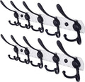 Dseap Wall Mounted Coat Rack - 5 Tri Hooks, Heavy Duty, Stainless Steel, Metal Coat Hook Rail for Coat Hat Towel Purse Robes Mudroom Bathroom Entryway (White & Black, 2 Packs)