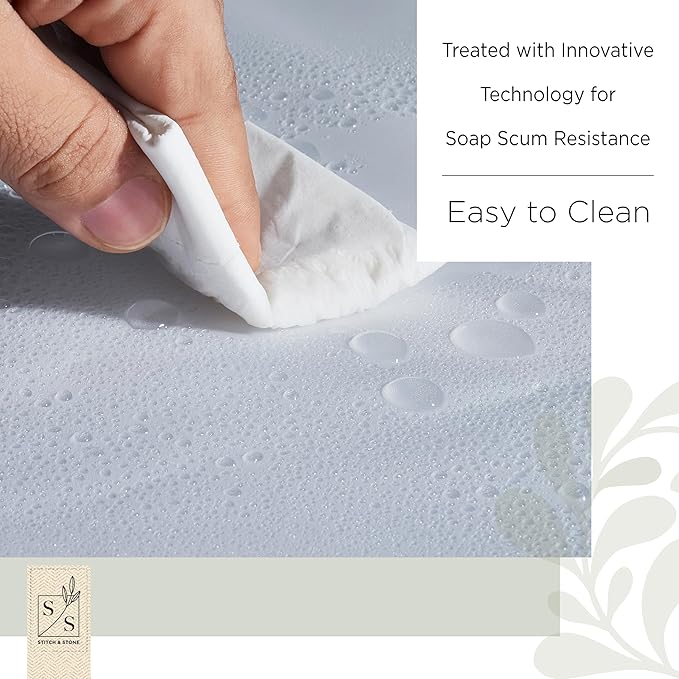 Stitch & Stone Shower Curtain Liner, Premium Medium Weight Durable Waterproof 6g PEVA for Bathroom with Weighted Magnets, Standard Size 72" x 72", Frosty 1 Pack