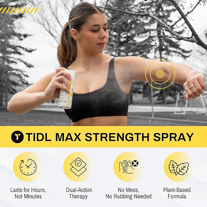 TIDL Cryotherapy Pain Relief Spray, 3 Oz, Max Strength for Fast-Acting Muscle, Joint & Neck Pain Relief, Plant-Based Menthol & Camphor Pain Reliever, Quick Drying Formula