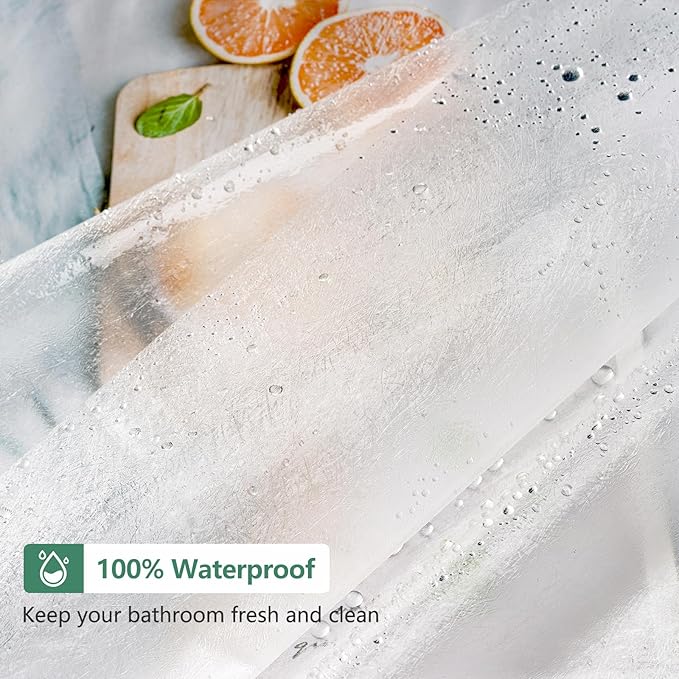 Waterproof EVA Frosted Shower Curtain Liner Short 66 Inch, Bpa-Free Shower Liner with 3 Extra-Large Magnets, 72'' x 66'' Plastic Bathroom Shower Curtain 3D Silk Translucent for Privacy