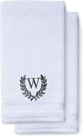 Decorative and Monogrammed Hand Towels for Bathroom Kitchen Makeup | Personalized Gift for Wedding-Bridal | Roman Font Custom Luxury Turkish Towel | Spa Collection, Oversized, 16 X 30 Inch, Set of 2