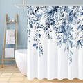 Gibelle Long Shower Curtain 72 x 78, Navy Blue Floral Shower Curtain for Bathroom, Watercolor Plant Eucalyptus Leaves Fabric Shower Curtain Set
