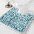 Yimobra Toilet Rugs U Shaped Washable, Extra Thick Soft Absorbent Chenille Contour Bathroom Rugs for Toilet 24x24 Inch, Quick Dry Non Slip Toilet Mat for Bath Floor, Greyish Blue